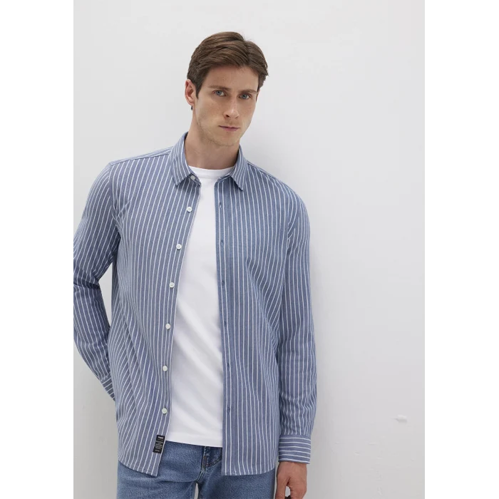 Mavi 0211404-91333 Çizgili Mavi Gömlek