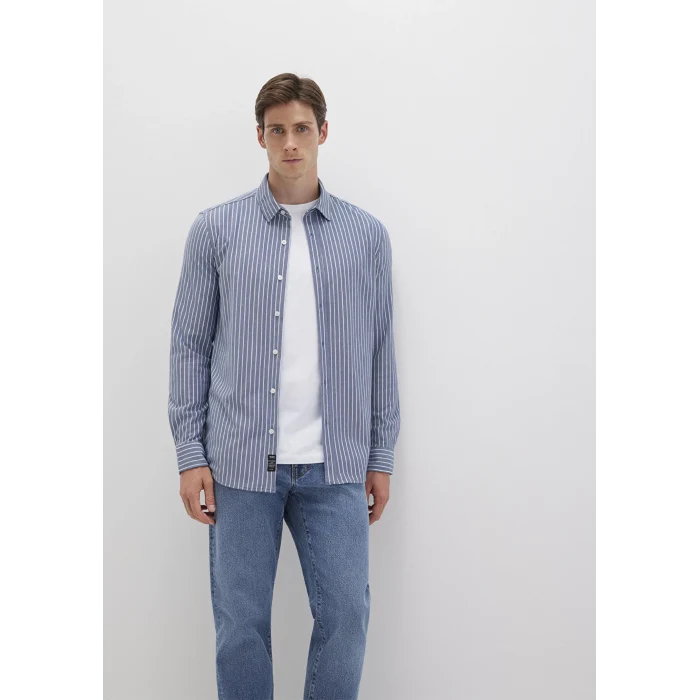 Mavi 0211404-91333 Çizgili Mavi Gömlek