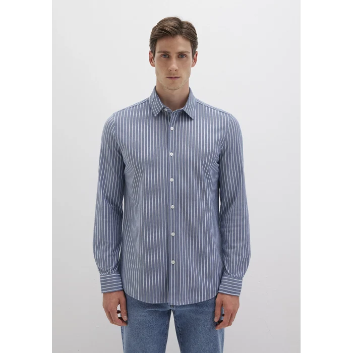 Mavi 0211404-91333 Çizgili Mavi Gömlek