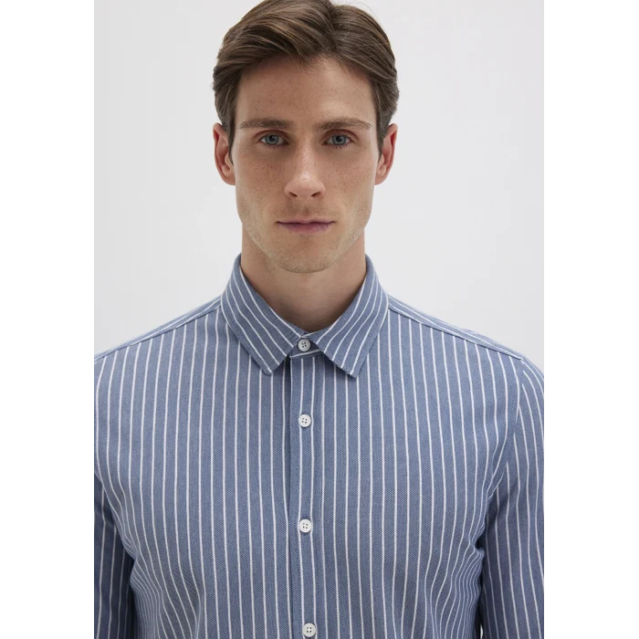 Mavi 0211404-91333 Çizgili Mavi Gömlek