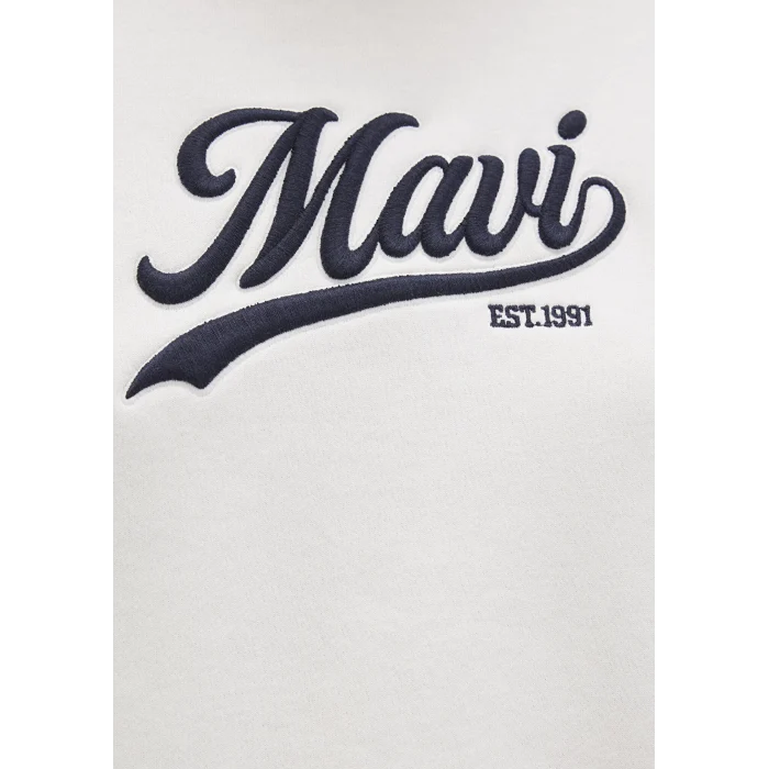 Mavi 1S10419-80194 Mavi Logo Baskılı Beyaz Sweatshirt