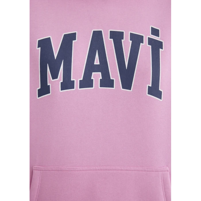 Mavi 1600361-71038 Mavi Logo Baskılı Kapüşonlu Pembe Sweatshirt