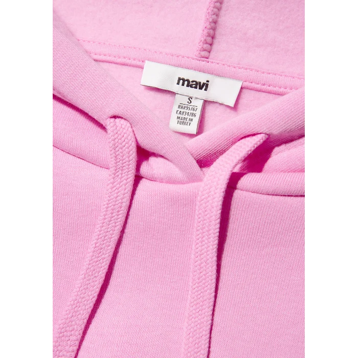 Mavi 1600361-71038 Mavi Logo Baskılı Kapüşonlu Pembe Sweatshirt