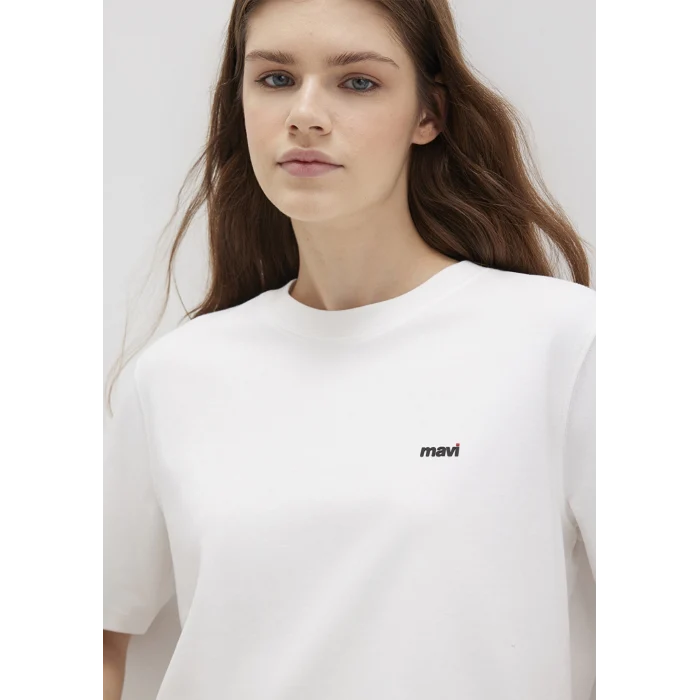 Mavi 1612122-70057 Mini Mavi Logo Baskılı Beyaz Basic Tişört