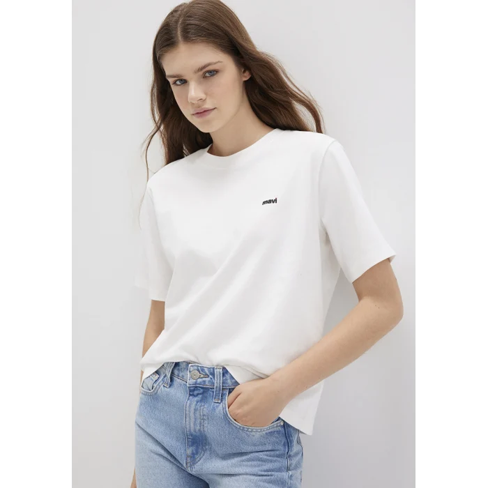 Mavi 1612122-70057 Mini Mavi Logo Baskılı Beyaz Basic Tişört