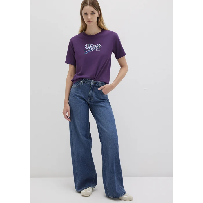 Mavi 1613565-70679 Mavi Logo Baskılı Mor Tişört
