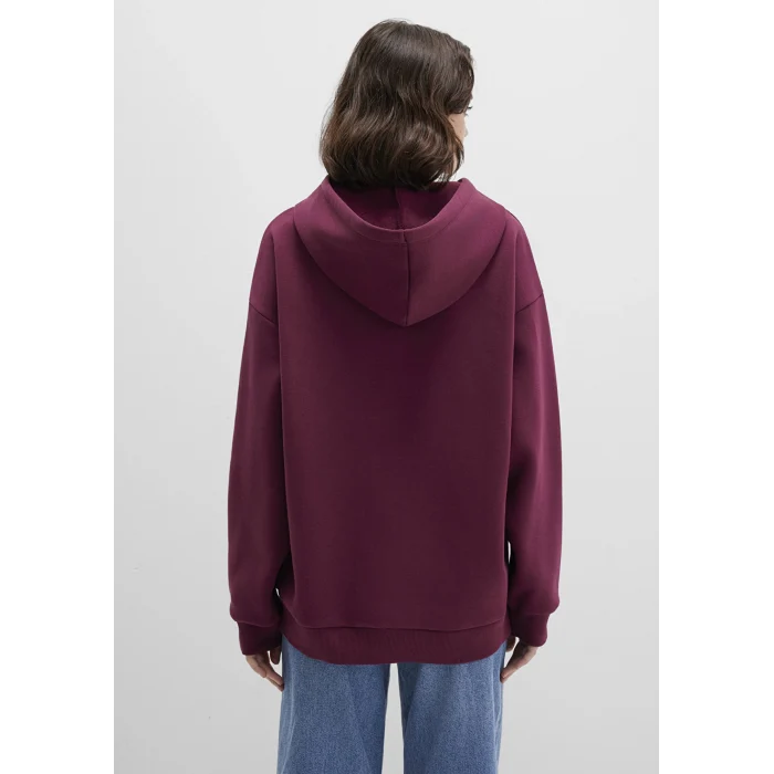 Mavi 1600361-90705 Mavi Logo Baskılı Kapüşonlu Bordo Sweatshirt