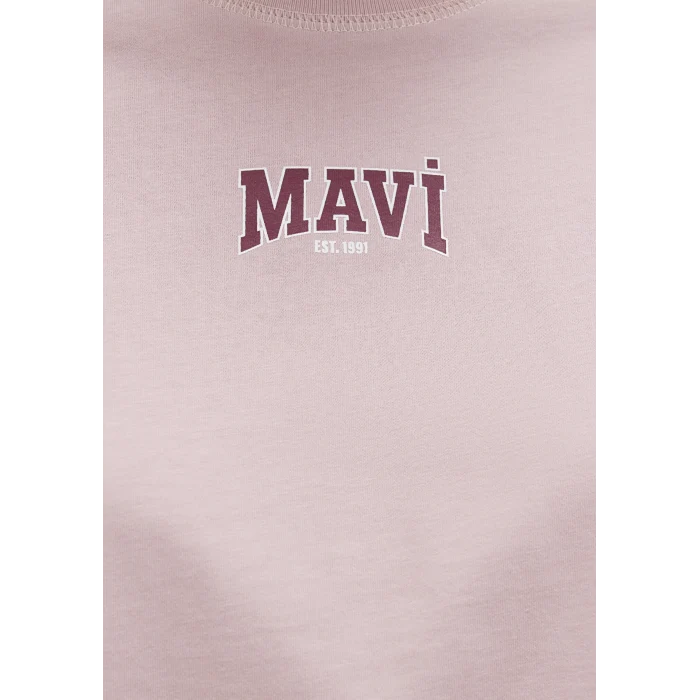 Mavi 1613411-71018 Mavi Logo Baskılı Pembe Crop Tişört