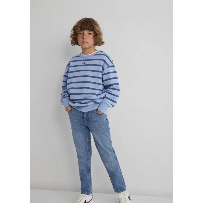 Mavi 6S10144-90780 Mavi Logo Çizgili Mavi Sweatshirt