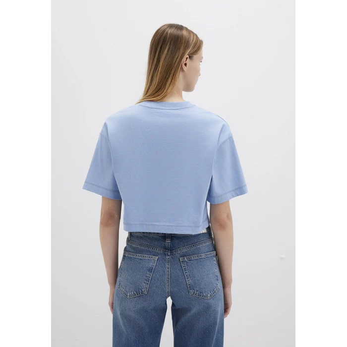 Mavi 1613411-70831 Mavi Logo Baskılı Mavi Crop Tişört