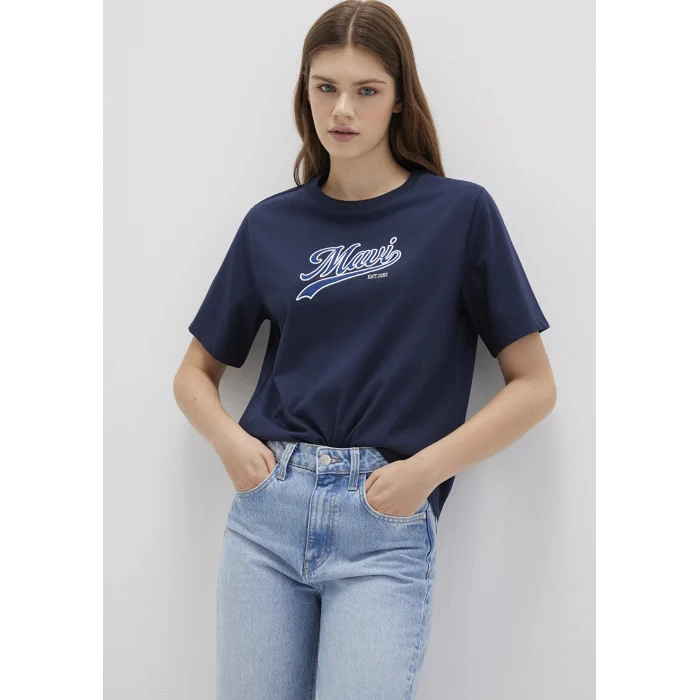 Mavi 1613565-82318 Mavi Logo Baskılı Lacivert Tişört