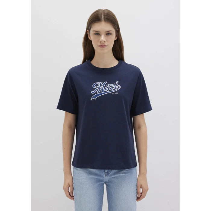 Mavi 1613565-82318 Mavi Logo Baskılı Lacivert Tişört