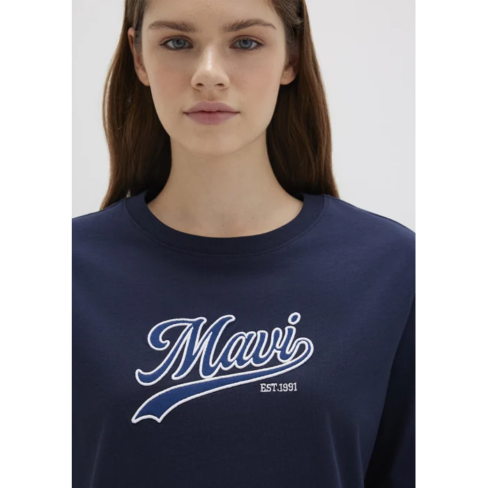 Mavi 1613565-82318 Mavi Logo Baskılı Lacivert Tişört