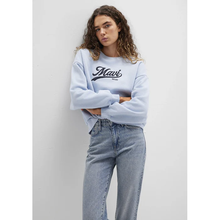 Mavi 1S10419-70813 Mavi Logo Baskılı Mavi Sweatshirt