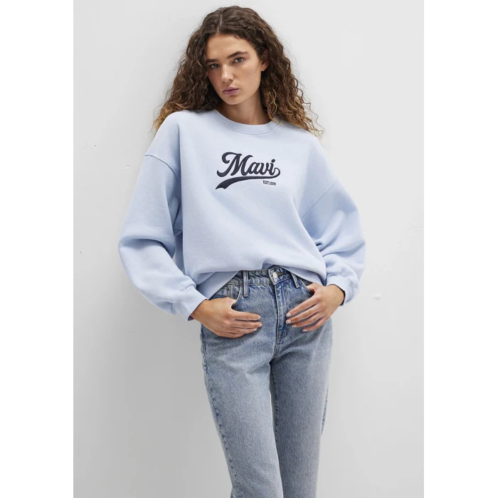Mavi 1S10419-70813 Mavi Logo Baskılı Mavi Sweatshirt