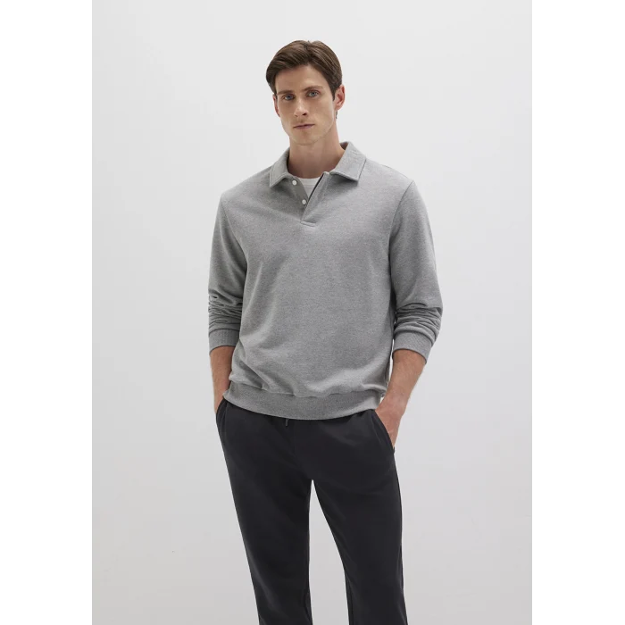 Mavi 0S10420-80018 Polo Yaka Gri Sweatshirt