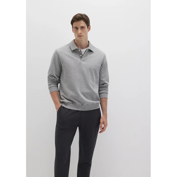 Mavi 0S10420-80018 Polo Yaka Gri Sweatshirt