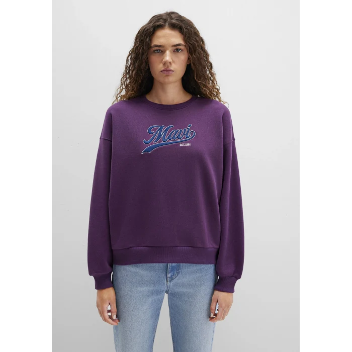 Mavi 1S10419-70679 Mavi Logo Baskılı Mor Sweatshirt