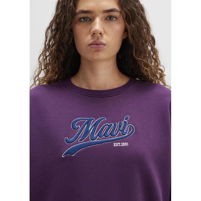 Mavi 1S10419-70679 Mavi Logo Baskılı Mor Sweatshirt