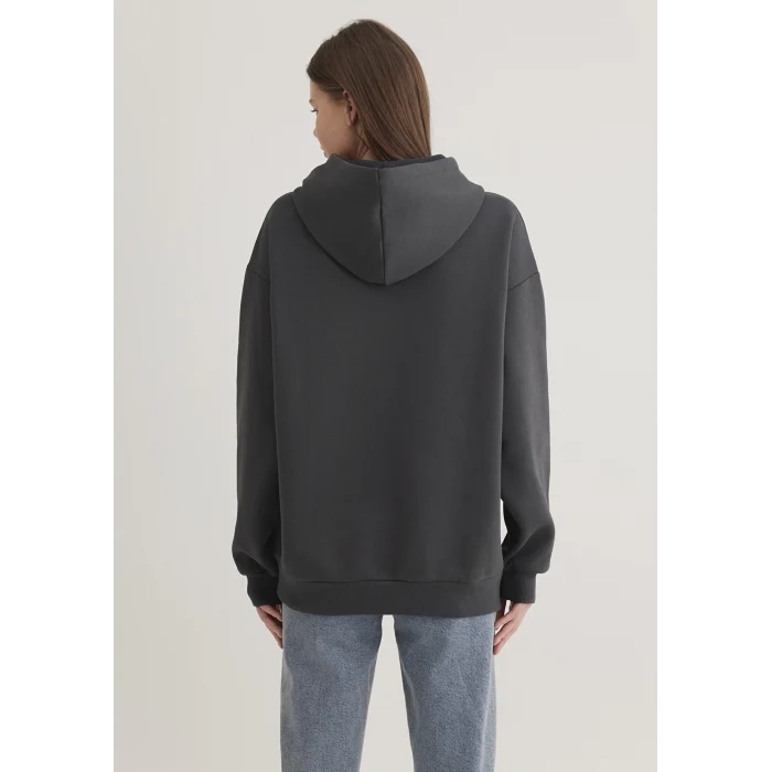 Mavi 1600361-80106 Mavi Logo Baskılı Kapüşonlu Antrasit Sweatshirt