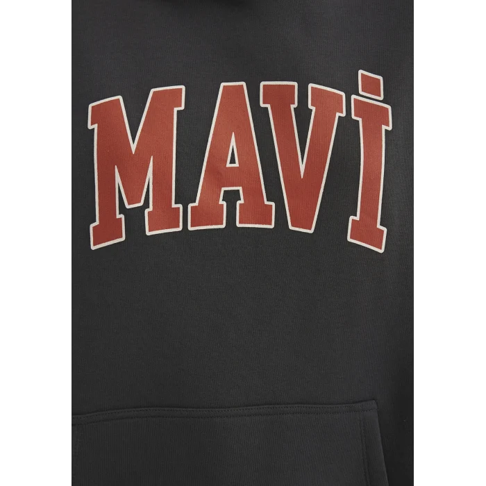 Mavi 1600361-80106 Mavi Logo Baskılı Kapüşonlu Antrasit Sweatshirt