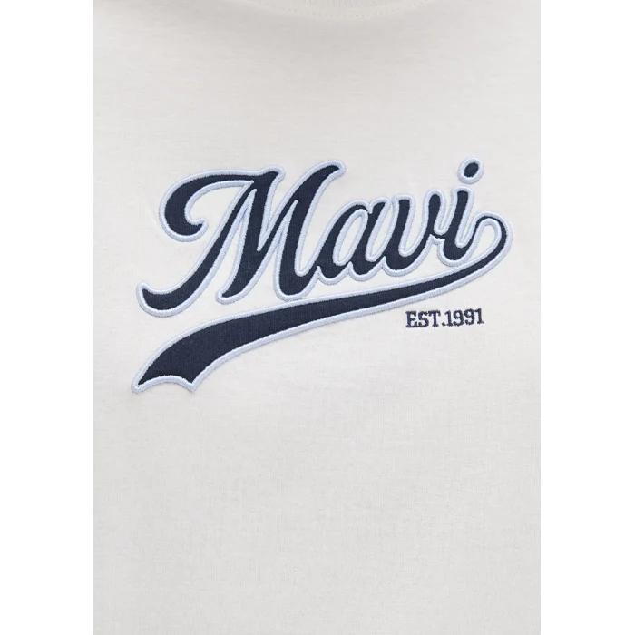 Mavi 1613565-80194 Mavi Logo Baskılı Ekru Tişört