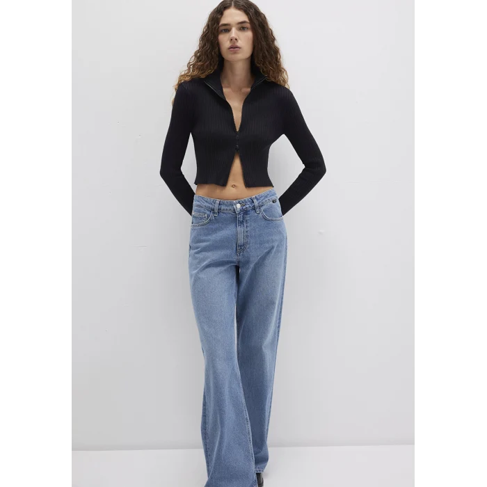 Mavi 171469-900 Çift Yön Fermuarlı Siyah Triko