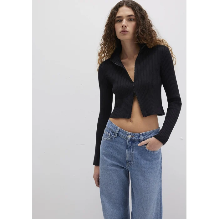 Mavi 171469-900 Çift Yön Fermuarlı Siyah Triko