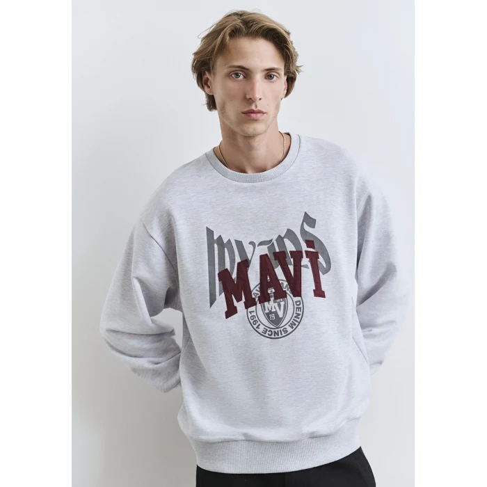 Mavi 0S10389-82498 Mavi Logo Baskılı Gri Sweatshirt