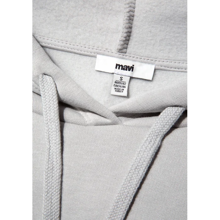 Mavi 1600361-34322 Mavi Logo Baskılı Kapüşonlu Gri Sweatshirt