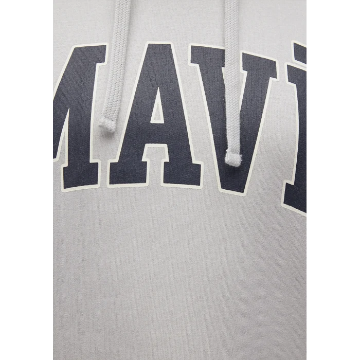 Mavi 1600361-34322 Mavi Logo Baskılı Kapüşonlu Gri Sweatshirt