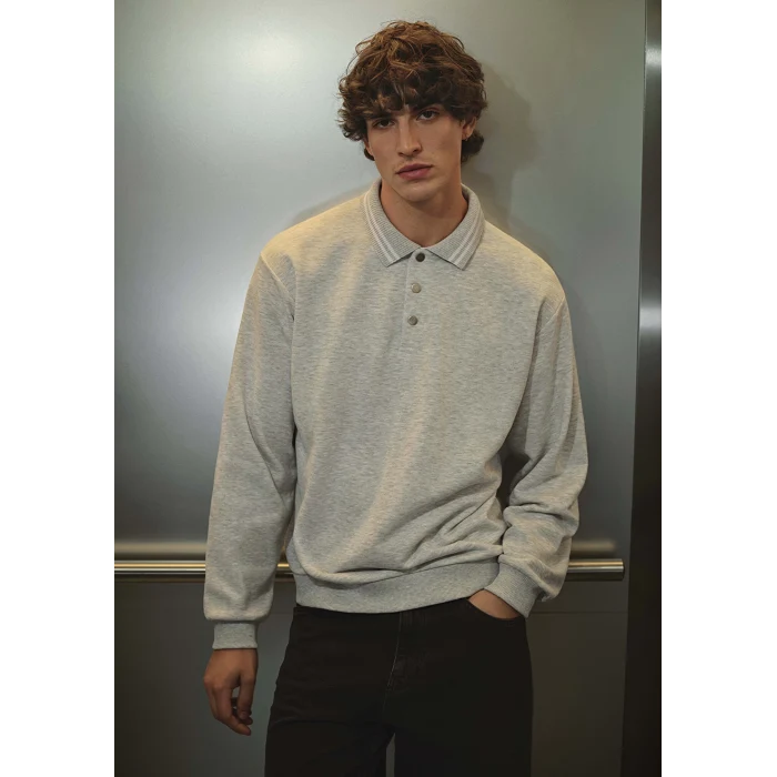 Mavi 0S10390-82498 Polo Yaka Gri Sweatshirt