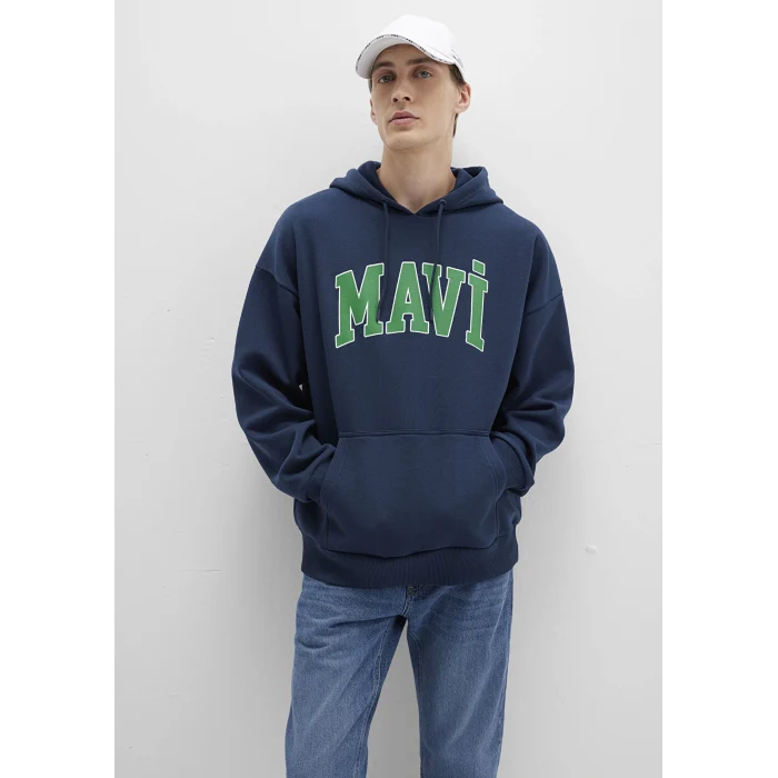 Mavi 067149-29743 Mavi Logo Baskılı Kapüşonlu Lacivert Sweatshirt