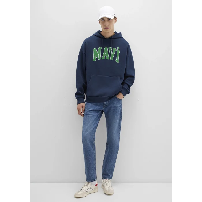 Mavi 067149-29743 Mavi Logo Baskılı Kapüşonlu Lacivert Sweatshirt