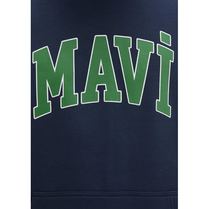 Mavi 067149-29743 Mavi Logo Baskılı Kapüşonlu Lacivert Sweatshirt