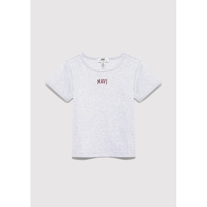 Mavi 7610350-88467 Mavi Logo Baskılı Gri Tişört