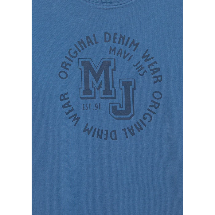 Mavi 6610395-83767 MJ Logo Baskılı Mavi Tişört