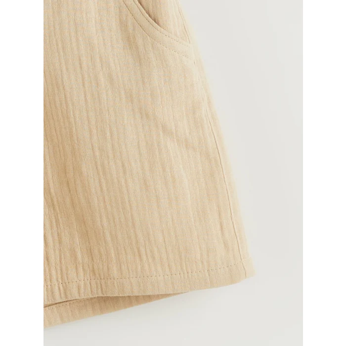 LCW Kids Bej Beli Lastikli Müslin Kız Çocuk Şort