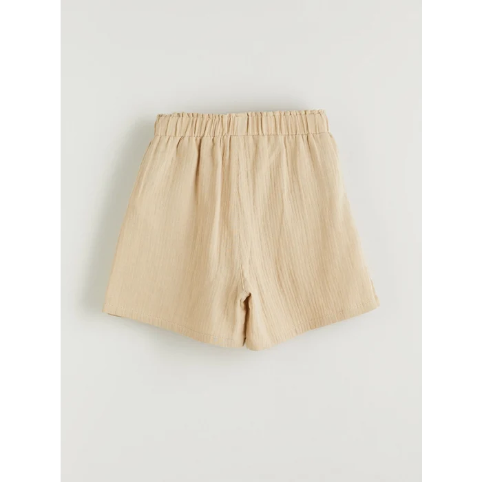 LCW Kids Bej Beli Lastikli Müslin Kız Çocuk Şort