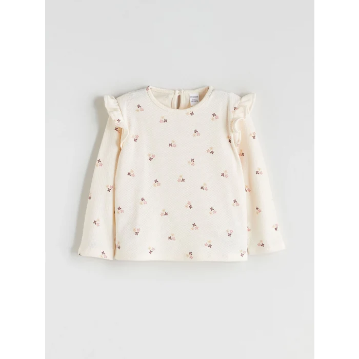 LCW Kids Ekru Fırfırlı Kız Çocuk Bluz, Etek ve Külotlu Çorap Takım