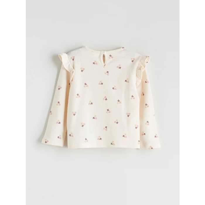 LCW Kids Ekru Fırfırlı Kız Çocuk Bluz, Etek ve Külotlu Çorap Takım