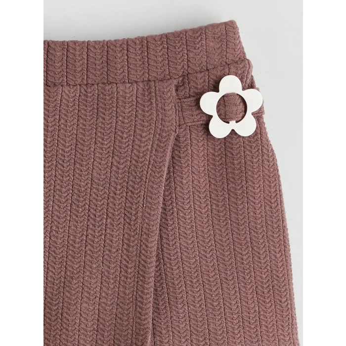 LCW Kids Ekru Fırfırlı Kız Çocuk Bluz, Etek ve Külotlu Çorap Takım