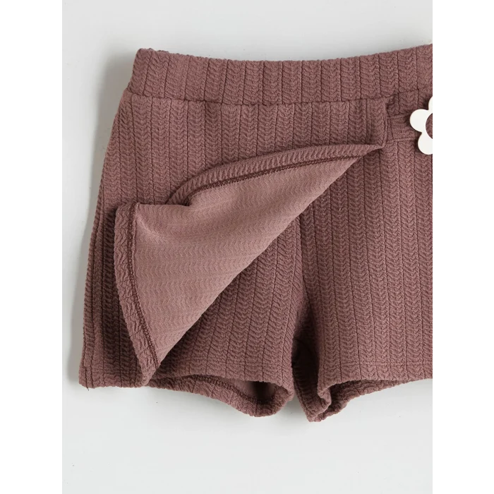 LCW Kids Ekru Fırfırlı Kız Çocuk Bluz, Etek ve Külotlu Çorap Takım