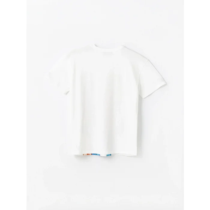 XSIDE Ekru Bisiklet Yaka Baskılı Kısa Kollu Kadın Tişört