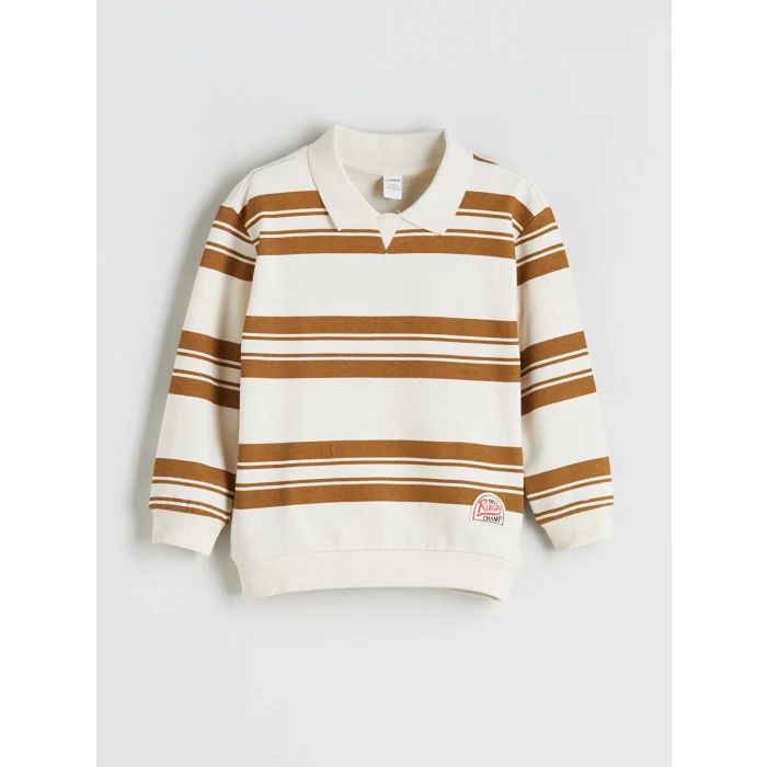 LCW Kids Bej Polo Yaka Erkek Çocuk Sweatshirt