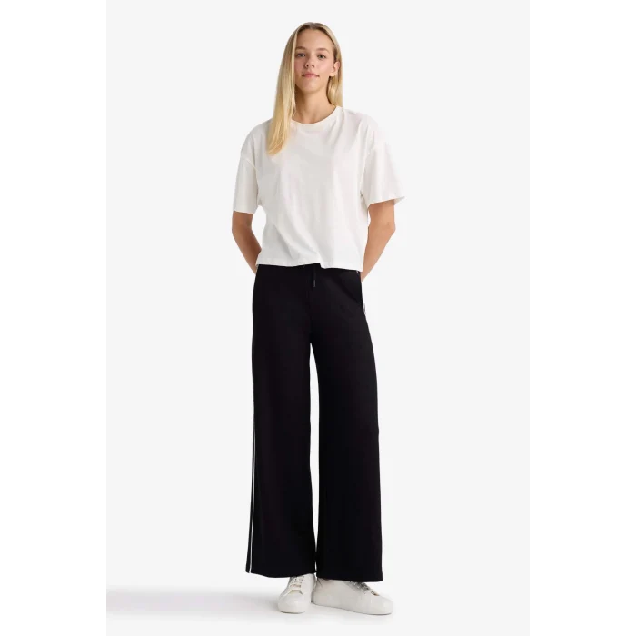 Defacto D6668AXBK81 Siyah Straight Fit Cepli Düz Paça Eşofman Altı