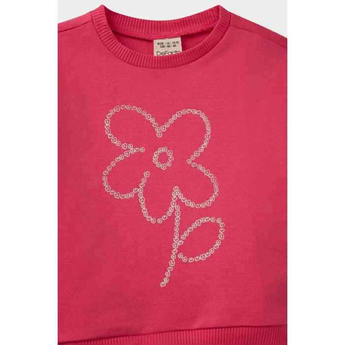 Defacto E8993A5PN168 Pembe Kız Bebek 2li Takım Çiçekli Sweatshirt Eşofman Altı