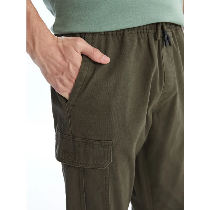 XSIDE Haki Standart Kalıp Gabardin Erkek Kargo Pantolon