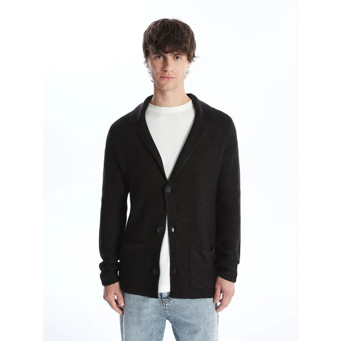 XSIDE Siyah Slim Fit Şal Yaka Erkek Triko Hırka