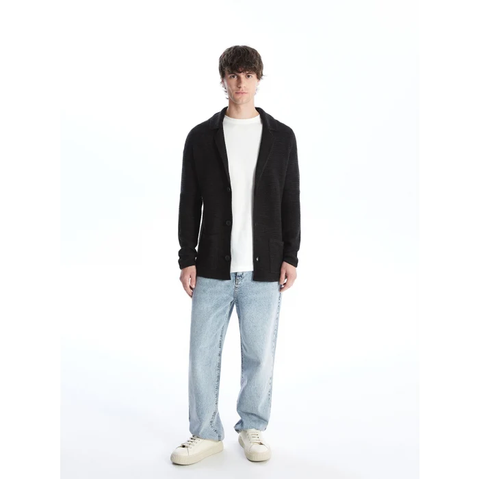 XSIDE Siyah Slim Fit Şal Yaka Erkek Triko Hırka